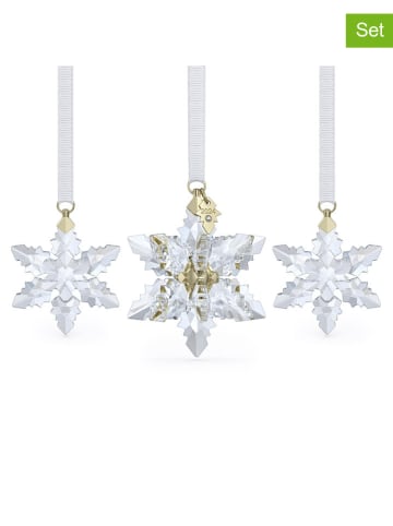 Swarovski 3er-Set: Kristallsterne in Transparent/ Gold