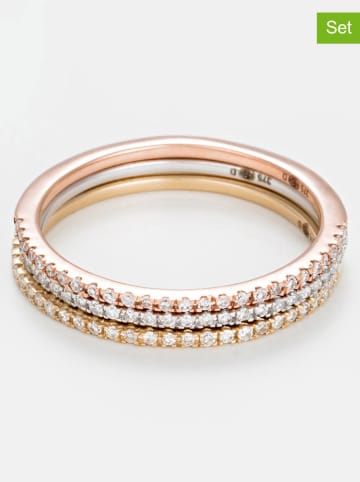 DIAMANTA 3-delige set: ringen "Belles alliances" met diamanten
