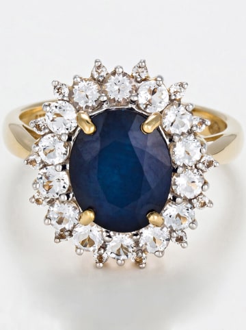 DIAMANTA Gouden ring "Soleil bleu" met edelstenen