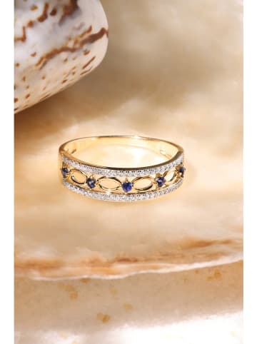 DIAMANTA Gouden ring "Sapphire Crown" met diamanten