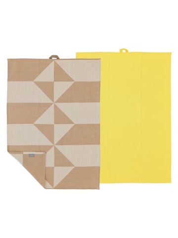 SÖDAHL 2-delige set: theedoeken "Twist" geel/beige - (L)70 x (B)50 cm