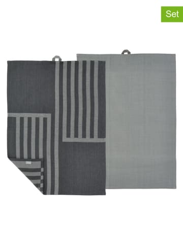 SÖDAHL 2er-Set: Geschirrtücher "Reflection" in Anthrazit - (L)70 x (B)50 cm
