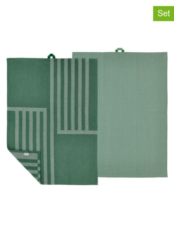 SÖDAHL 2-delige set: theedoeken "Reflection" groen - (L)70 x (B)50 cm