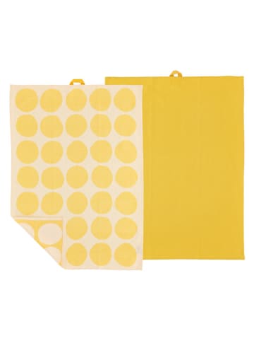 SÖDAHL 2-delige set: theedoeken "Bubbles" geel - (L)70 x (B)50 cm