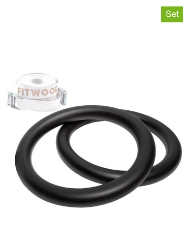 FITWOOD 4tlg. Set: Turnringe ''ULPU'' in Schwarz/ Weiß - ab 3 Jahren