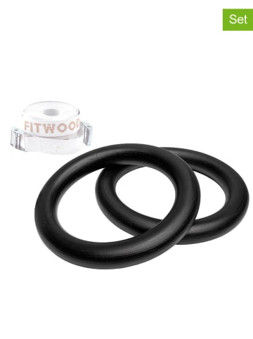 FITWOOD 4tlg. Set: Turnringe ''ULPU MINI'' in Schwarz/ Weiß - ab 3 Jahren