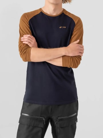 4F Longsleeve in Dunkelblau/ Hellbraun