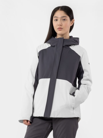 4F Ski-/ Snowboardjacke in Grau/ Weiß