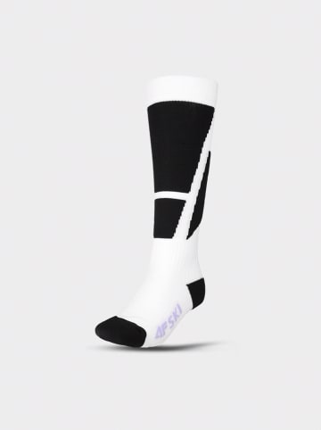 4F Ski-/ Snowboardsocken in Weiß/ Schwarz