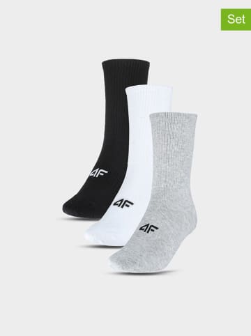 4F 3-delige set: sokken zwart/grijs/wit
