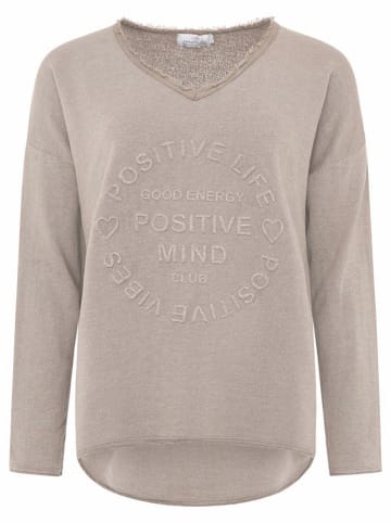 Zwillingsherz Sweatshirt "Positive Mind" in Taupe