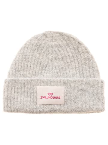 Zwillingsherz Mütze in Hellgrau