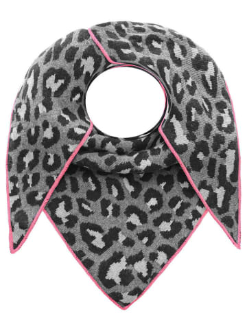 Zwillingsherz Dreieckstuch "Lacey" mit Wollanteil in Grau/ Schwarz - (L)200 x (B)100 cm