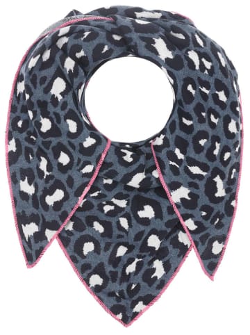 Zwillingsherz Driehoekige sjaal "Lacey" met wol aandeel donkerblauw/zwart - (L)200 x (B)100 cm