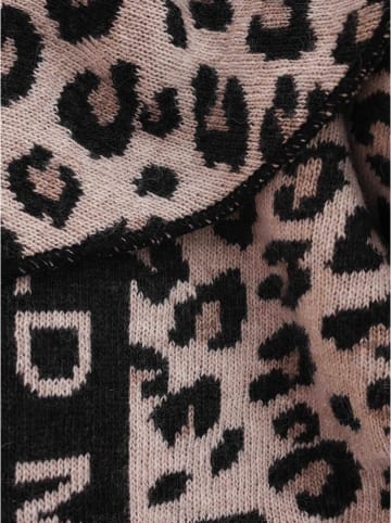 Zwillingsherz Driehoekige sjaal "Leo Wild" met wol aandeel beige/zwart - (L)200 x (B)100 cm