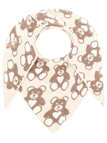 Zwillingsherz Driehoekige sjaal “Teddybeer” met wol aandeel bruin/beige - (L)185x(B)90 cm