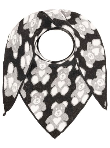 Zwillingsherz Chusta trójkątna w kolorze szaro-czarnym z dodatkiem wełny - 185 x 90 cm