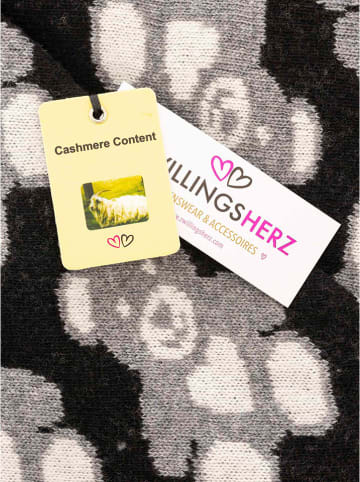 Zwillingsherz Dreieckstuch "Teddy-Bär" mit Wollanteil in Grau/ Schwarz - (L)185 x (B)90 cm