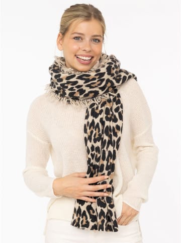 Zwillingsherz Kaschmir-Schal "Leo" in Beige/ Schwarz - (L)195 x (B)95 cm