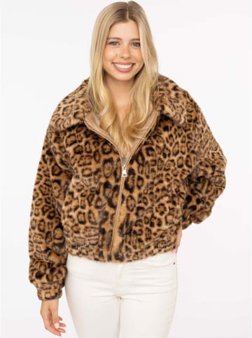 Zwillingsherz Teddyjacke "Leo" in Hellbraun/ Schwarz