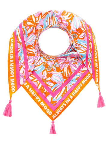 Zwillingsherz Dreieckstuch in Orange/ Hellblau - (L)200 x (B)95 cm