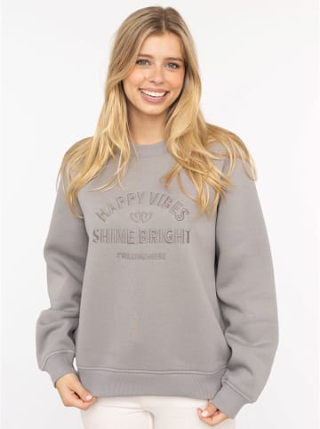 Zwillingsherz Sweatshirt "Happy Vibes" in Grau