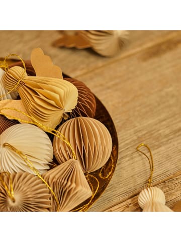 BELLA MAISON 9-delige kerstornamentenset bruin/beige - Ø 6 cm