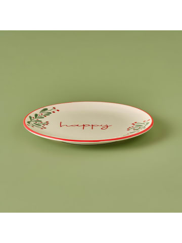 BELLA MAISON Frühstücksteller "Happy" in Creme/ Rot - Ø 20 cm