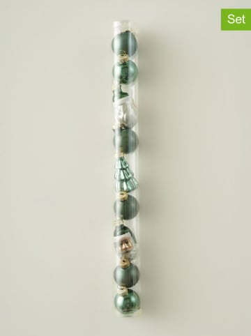 BELLA MAISON Bombki (9 szt.) w kolorze ciemnozielono-białym