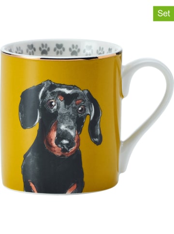 Mikasa 2-delige set: koppen "Dashchund" geel/zwart - 280 ml