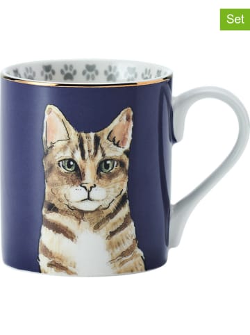 Mikasa 2-delige set: koppen "Cat" donkerblauw/lichtbruin - 280 ml