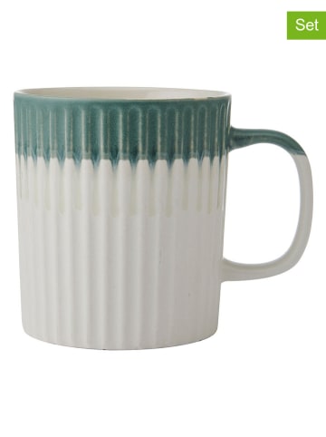 Mikasa 2-delige set: koppen wit/groen - 410 ml