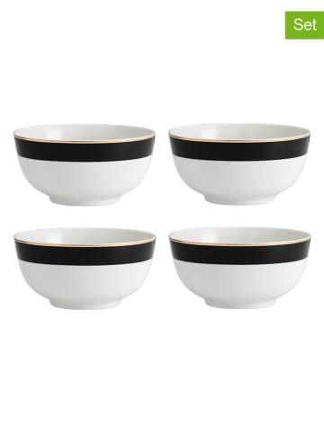 Mikasa 4er-Set: Müslischalen ''Luxe'' in Weiß/ Schwarz - Ø 14 cm