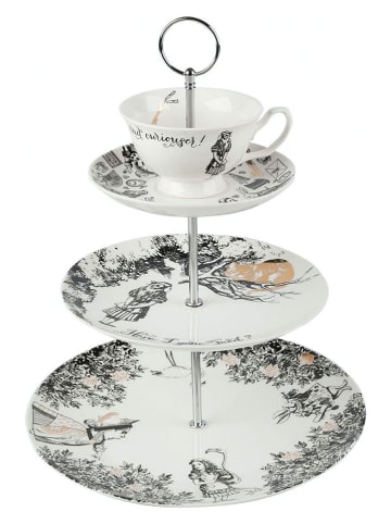 Mikasa Etażerka "Alice In Wonderland" w kolorze biało-czarnym - wys. 38,5 x Ø 27 cm