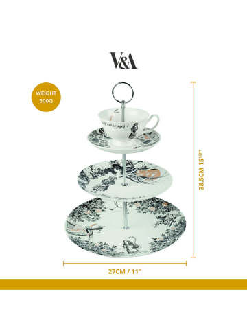 Mikasa Etażerka "Alice In Wonderland" w kolorze biało-czarnym - wys. 38,5 x Ø 27 cm