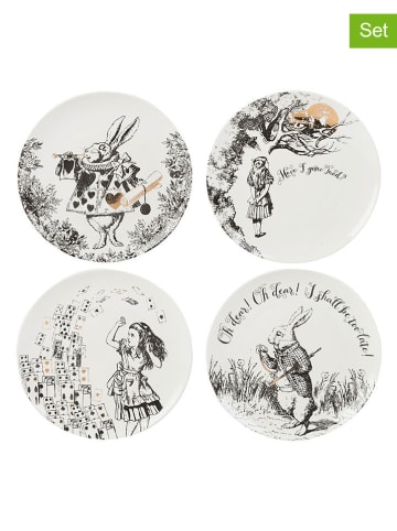 Mikasa 4-delige set: ontbijtborden "Alice in Wonderland" wit/zwart - Ø 20,5 cm