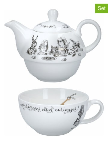 Mikasa 2tlg. Tee-Set ''Alice in Wonderland'' in Weiß/ Schwarz - 250 ml