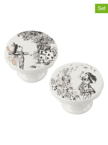 Mikasa 2-delige set: gebakplateaus "Alice in Wonderland" wit/zwart - Ø 10 cm