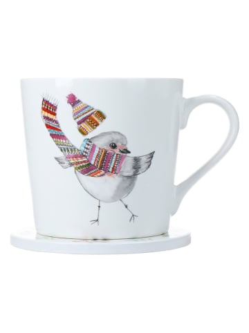 Mikasa Kubek jumbo "Robin" w kolorze białym ze wzorem - 380 ml