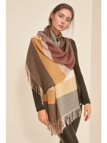 Lucky Bees Szal w kolorze beżowo-jasnobrązowym - 180 x 50 cm