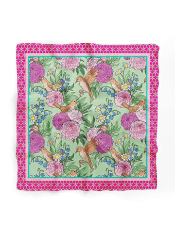 Lucky Bees Tuch in Pink/ Grün - (L)55 x (B)55 cm