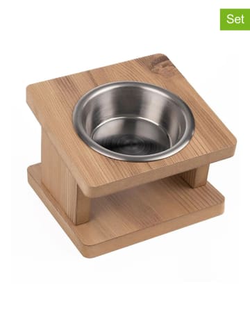 Paws&Whiskers 2tlg. Napfset in Hellbraun - (B)22 x (H)8 x (T)22 cm