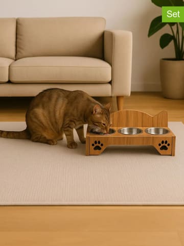 Paws&Whiskers 4tlg. Napfset in Hellbraun - (B)49,5 x (H)24 x (T)11,5 cm