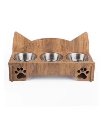 Paws&Whiskers 4-delige voerbakset lichtbruin - (B)49,5 x (H)24 x (D)11,5 cm