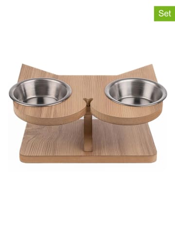 Paws&Whiskers 3-delige voerbakset lichtbruin - (B)32 x (H)8 x (D)25 cm