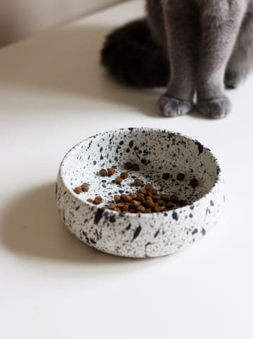 Paws&Whiskers Fressnapf in Weiß/ Schwarz - (H)6 x Ø 14 cm