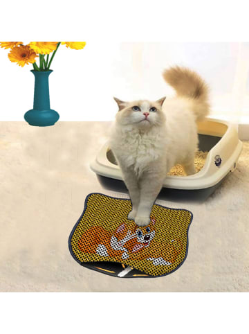 Paws&Whiskers Kattengrintmat zwart/geel - (L)50 x (B)40 cm