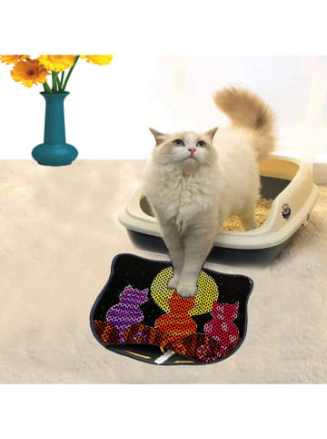 Paws&Whiskers Mata w kolorze czarnym ze wzorem pod kuwetę - 50 x 40 cm