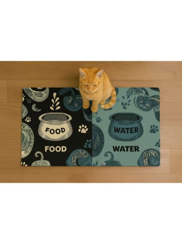 Paws&Whiskers Voerbakmat zwart/blauw - (L)40 x (B)70 cm