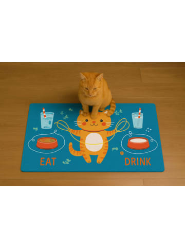 Paws&Whiskers Podkładka w kolorze niebieskim pod miski - 40 x 70 cm